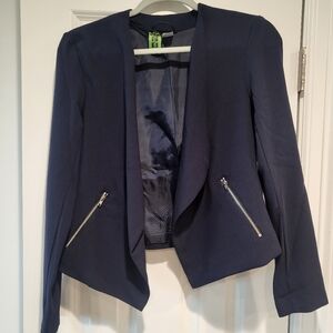 Navy Chiffon Blazer